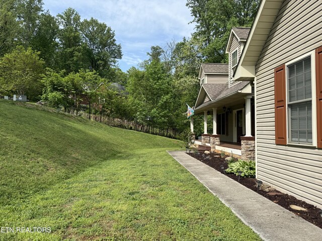 view of yard with a porch