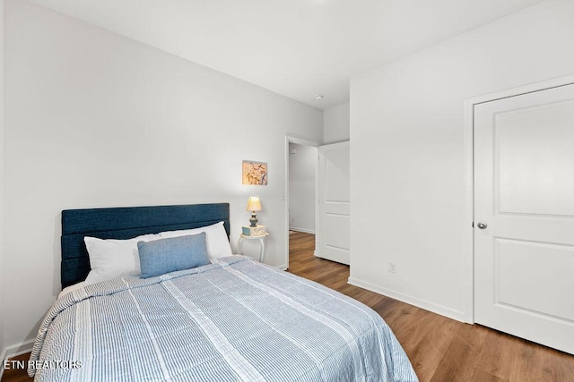 bedroom with hardwood / wood-style floors