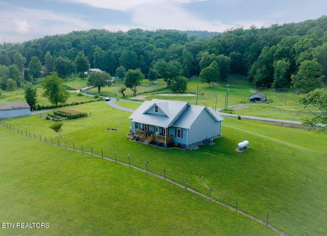 aerial view with a rural view