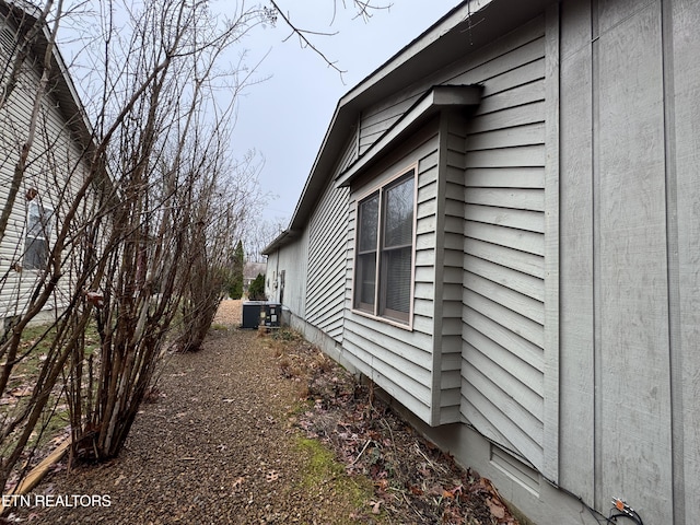 view of property exterior featuring central air condition unit