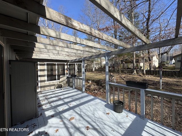 deck featuring a pergola