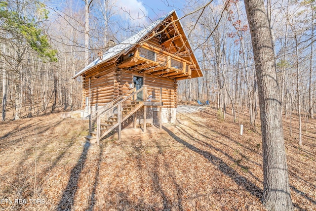 view of log home