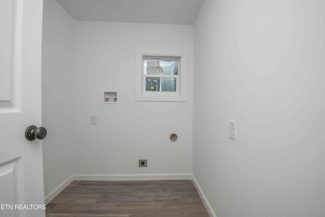 laundry area featuring washer hookup, dark hardwood / wood-style floors, and hookup for an electric dryer