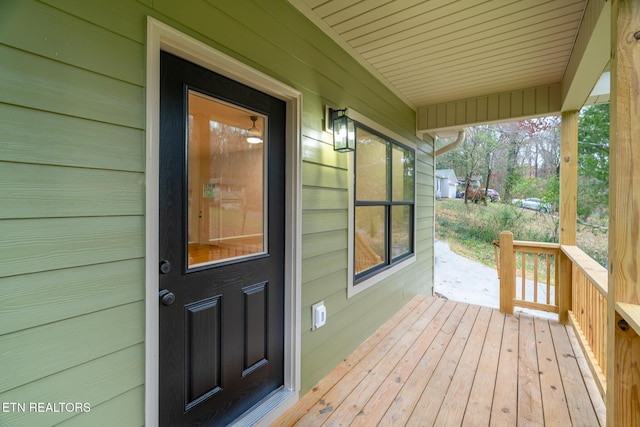 deck featuring a porch