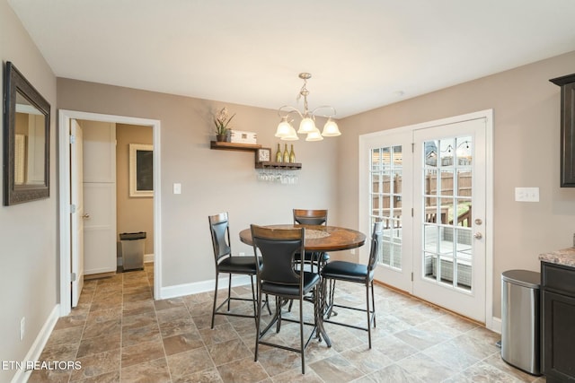 dining room with an inviting chandelier