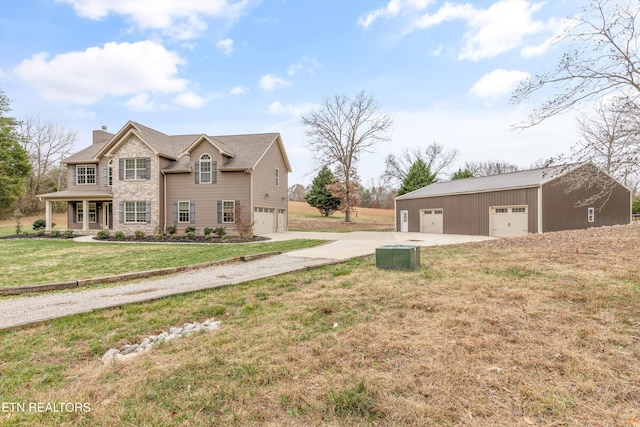 exterior space with a garage and an outdoor structure