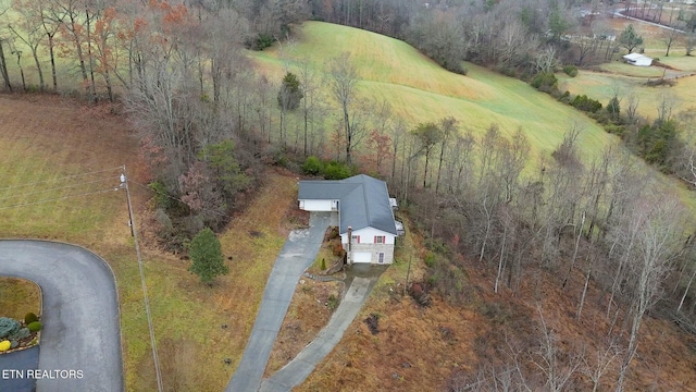 drone / aerial view with a rural view