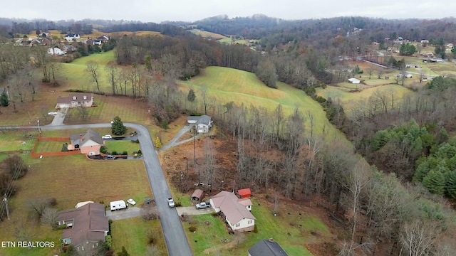 aerial view featuring a rural view