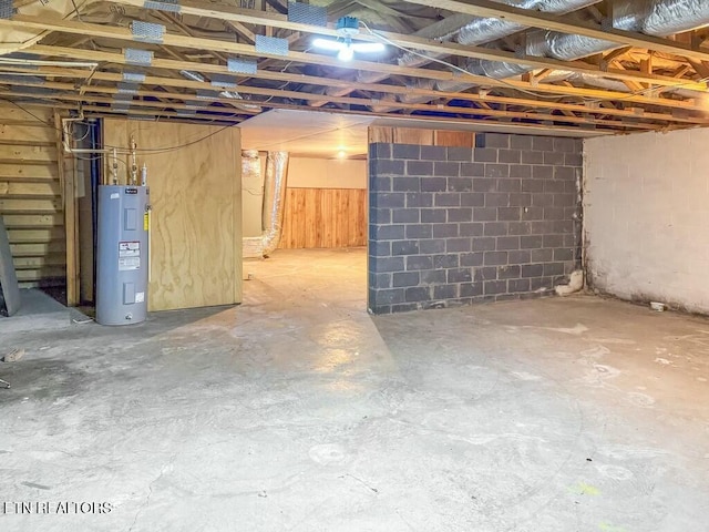 basement featuring water heater