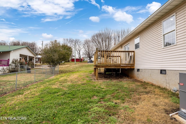 view of yard featuring a deck