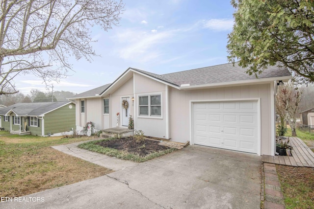 ranch-style home with a garage