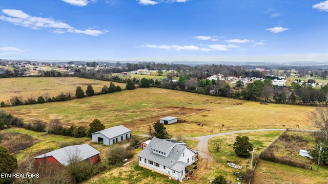 aerial view featuring a rural view