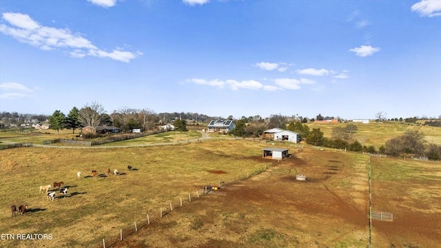 aerial view with a rural view