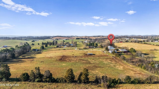 drone / aerial view featuring a rural view