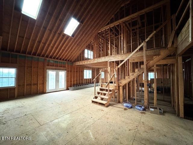 misc room featuring high vaulted ceiling