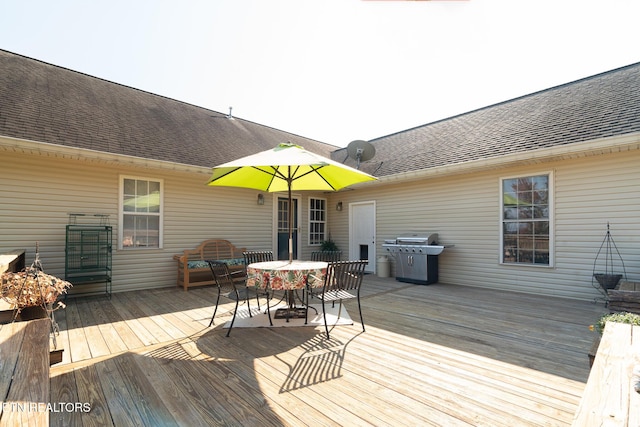 deck featuring grilling area