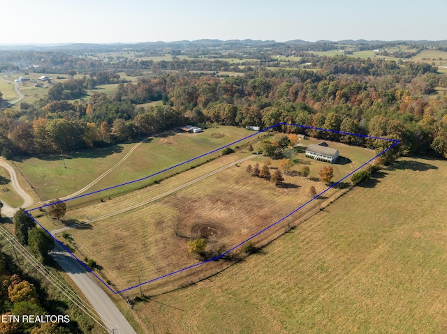 aerial view with a rural view