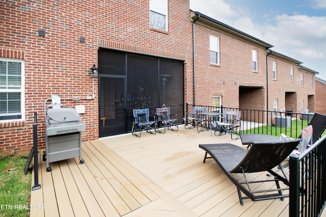 deck featuring grilling area