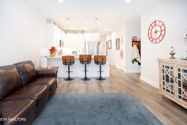 living room with light hardwood / wood-style floors