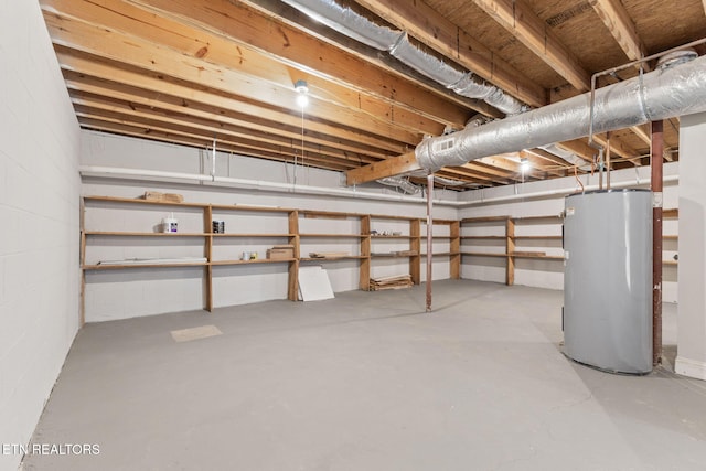 basement with water heater