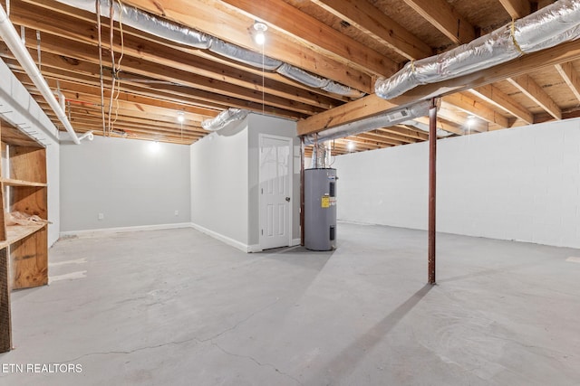 basement featuring water heater