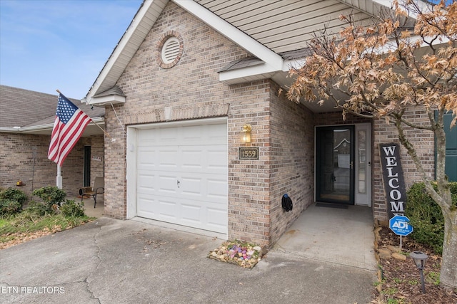 property entrance with a garage