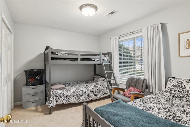 bedroom featuring a closet and carpet floors