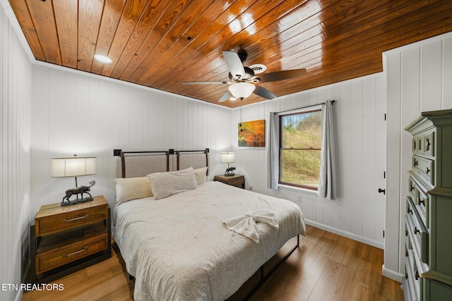 bedroom featuring hardwood / wood-style floors and ceiling fan