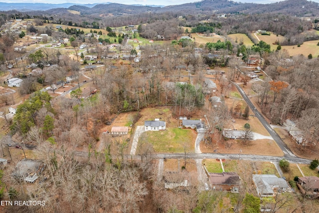 bird's eye view featuring a mountain view