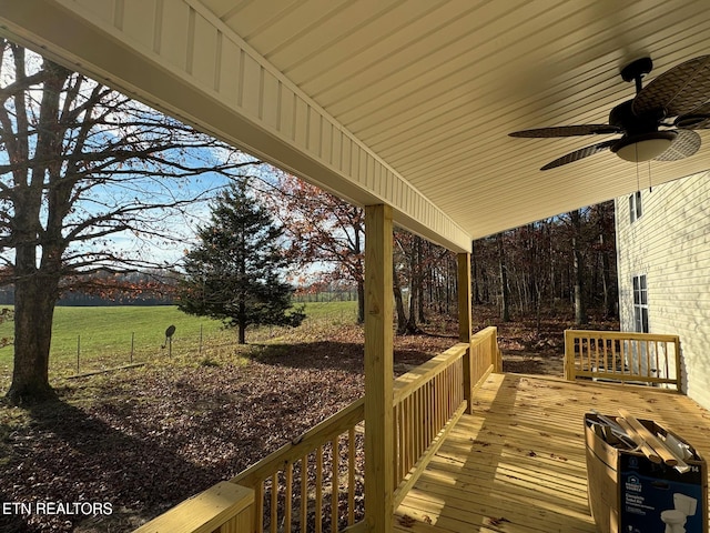 deck featuring ceiling fan