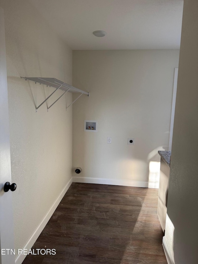 laundry area featuring washer hookup, hookup for an electric dryer, and dark hardwood / wood-style flooring