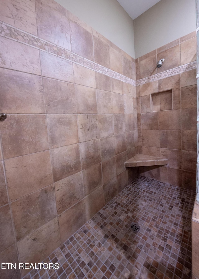 bathroom with a tile shower