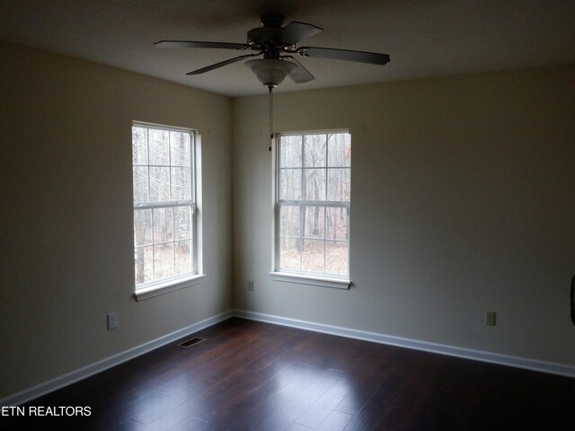 296 Georgee Rd, Jamestown, TN 38556 - spare room with ceiling fan and dark hardwood / wood-style flooring