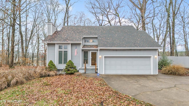 view of front of property with a garage