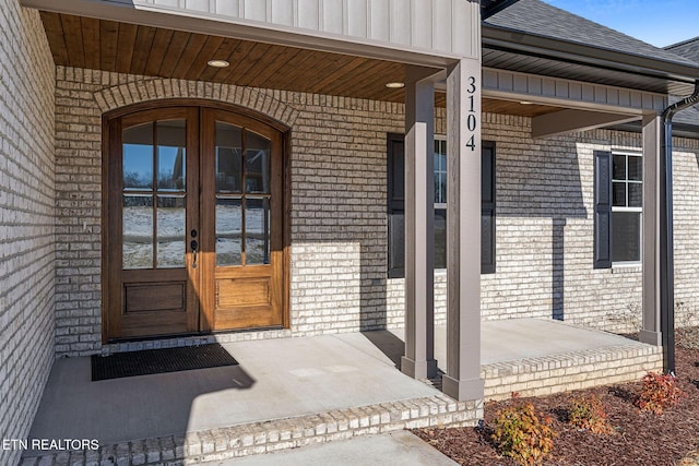 doorway to property with french doors