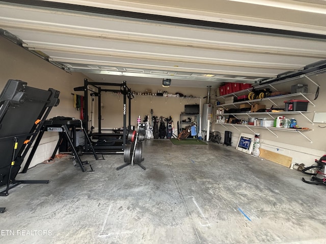 garage with gas water heater