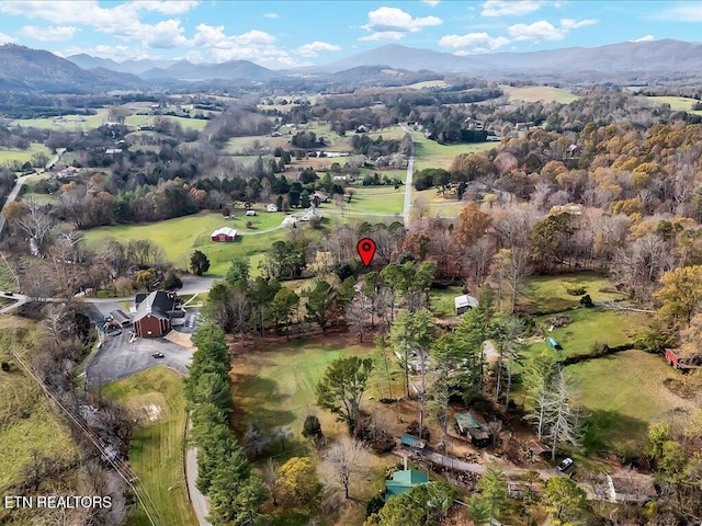 drone / aerial view with a mountain view