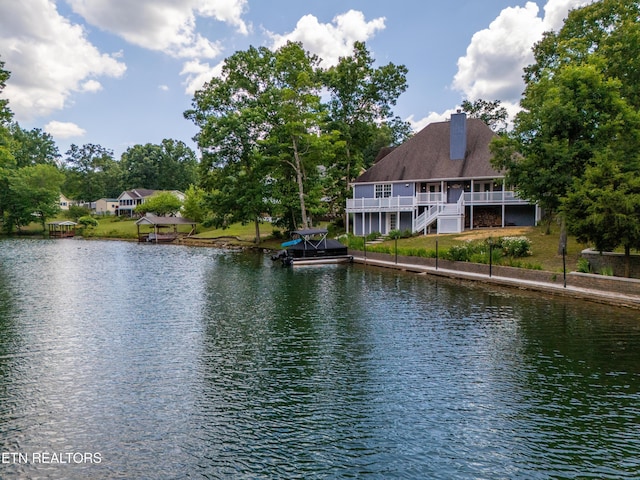 water view with a boat dock