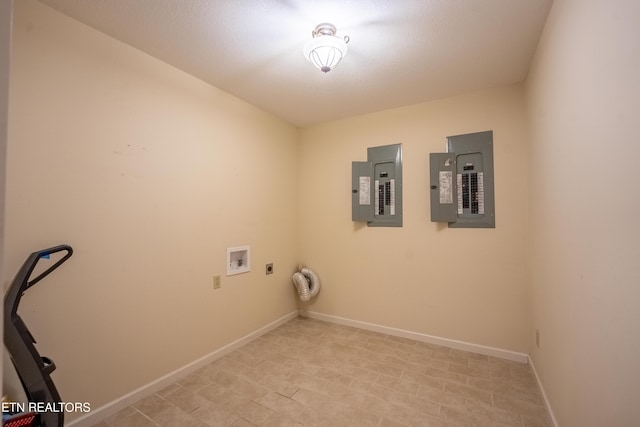 laundry area featuring electric dryer hookup, hookup for a washing machine, and electric panel