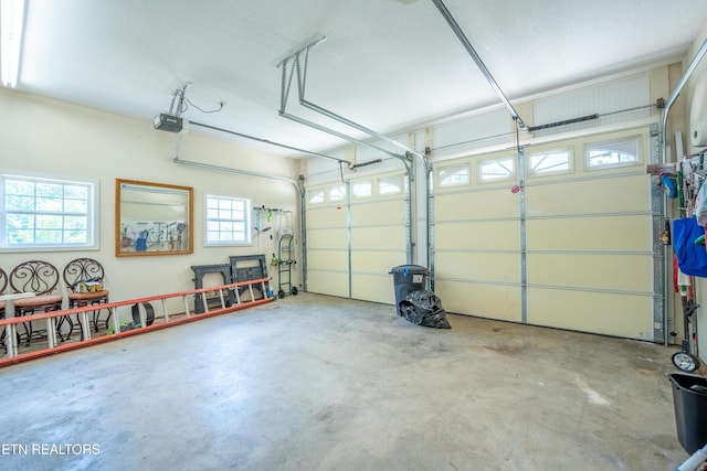 garage with a garage door opener