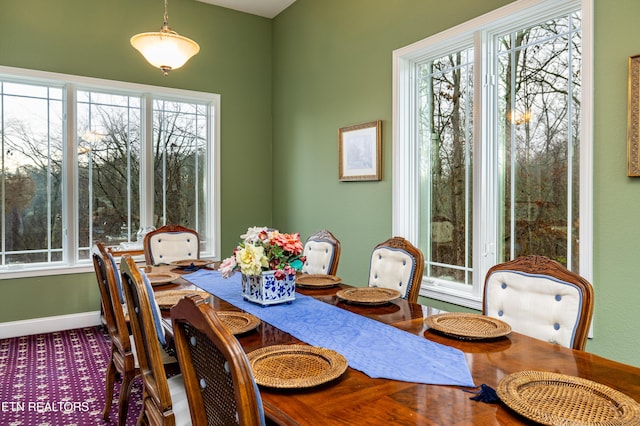 dining room with plenty of natural light