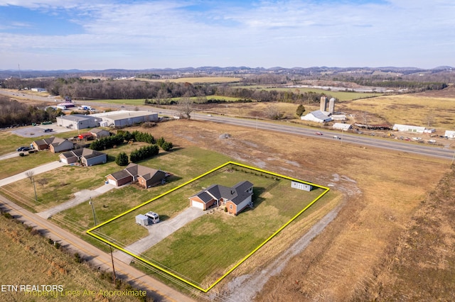 bird's eye view with a rural view