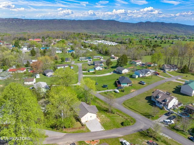 bird's eye view with a mountain view