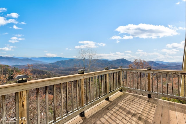 deck with a mountain view