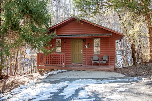 view of log home