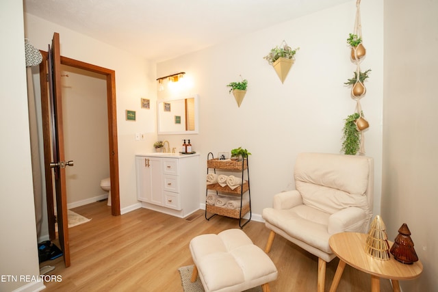 sitting room featuring light hardwood / wood-style flooring