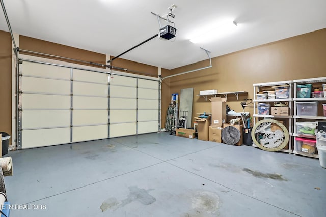 garage with a garage door opener