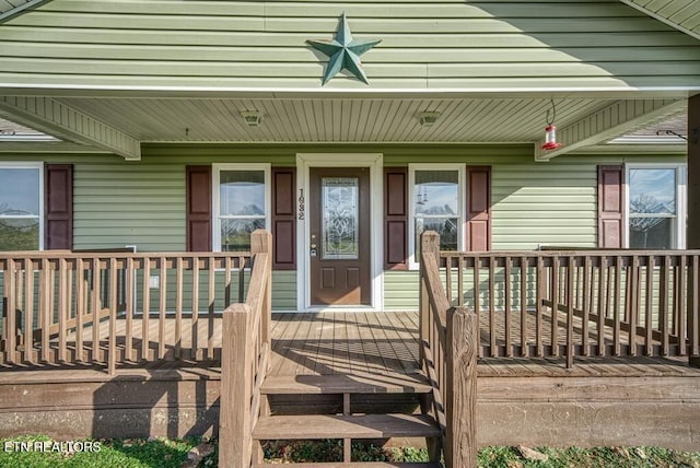 deck with covered porch