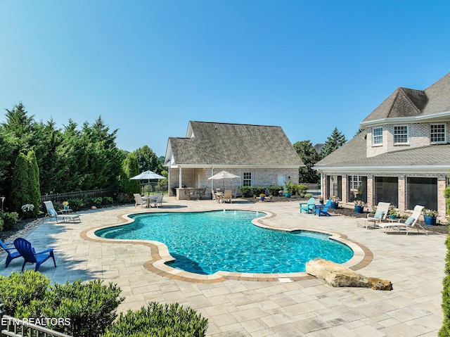 view of pool with a patio