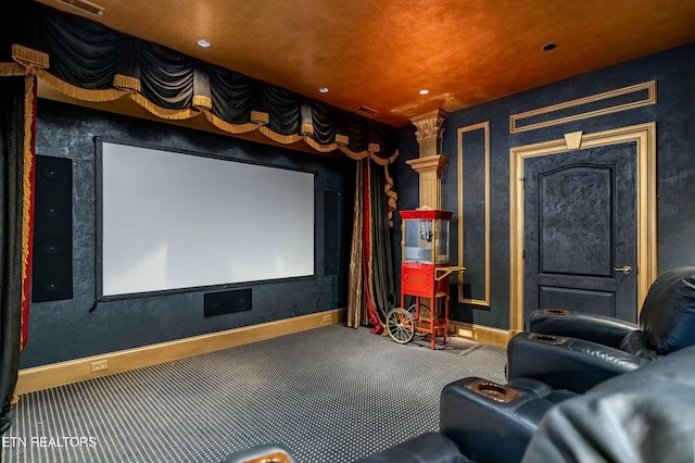 view of carpeted cinema